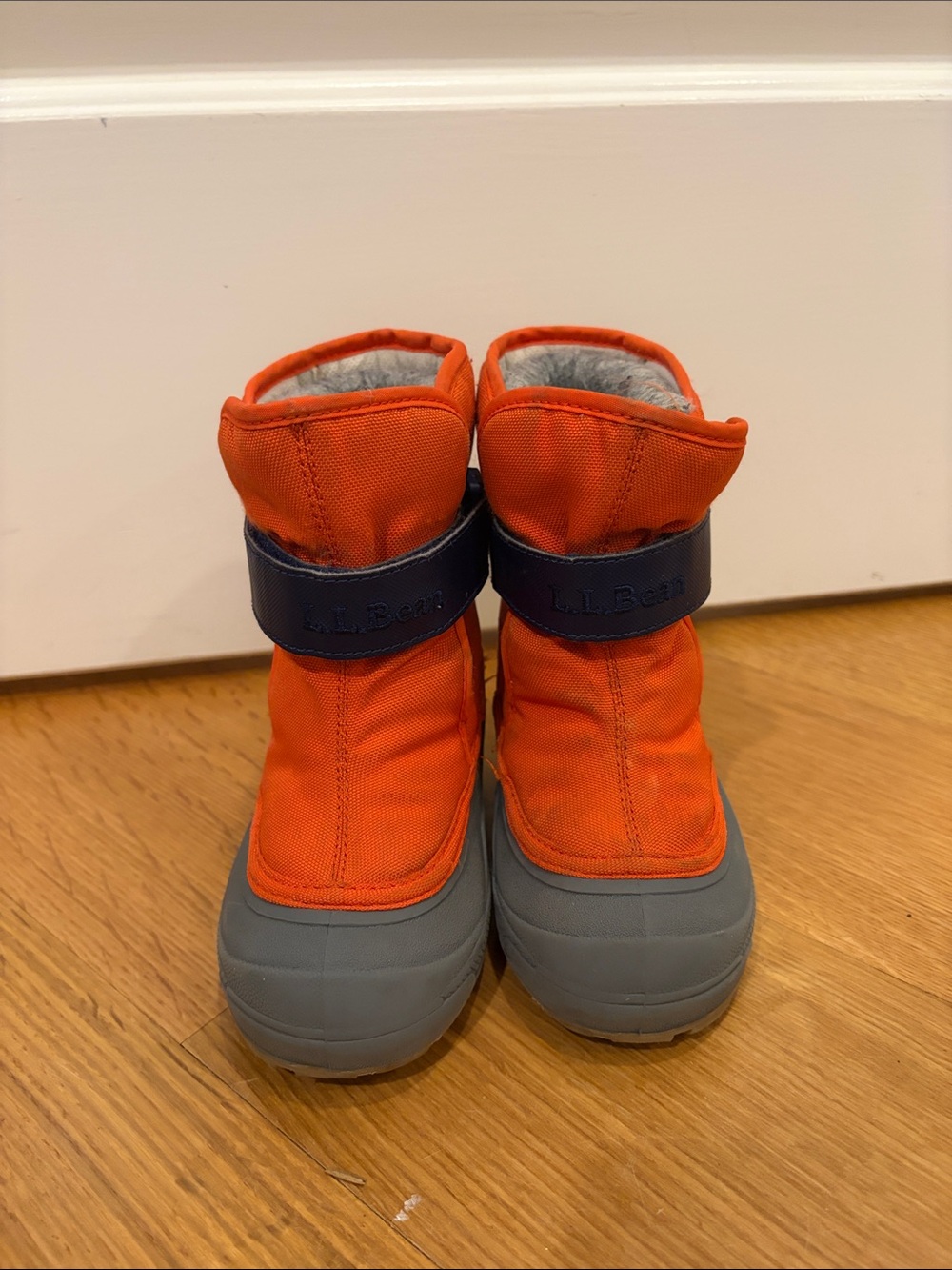 L.L. Bean Kids Orange and Gray Snow Boots